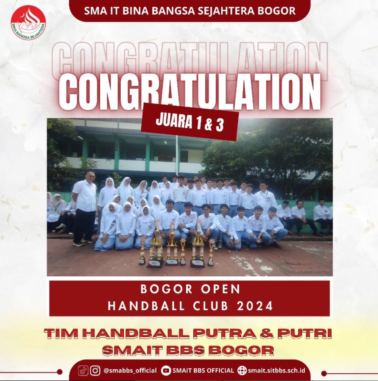 Alhamdulillah, SMAIT Bina Bangsa Sejahtera Bogor Berjaya di Bogor Open Handball Club 2024